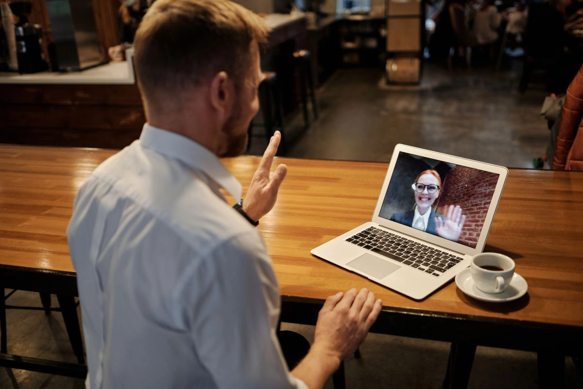 Business professional working with a virtual assistant